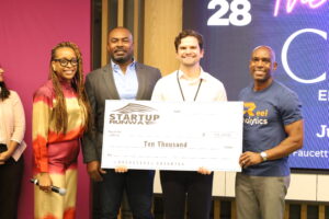 Reel Analytics Founders with Grant Check